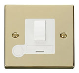 Polished Brass 13A Fused Connection Unit Switched With Flex - White Trim - SE Home