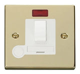 Polished Brass 13A Fused Connection Unit Switched With Neon With Flex - White Trim - SE Home