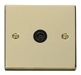 Polished Brass - Black Inserts Polished Brass 1 Gang Single Coaxial TV Socket - Black Trim