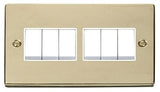 Polished Brass 10A 6 Gang 2 Way Light Switch - White Trim - SE Home