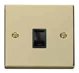 Polished Brass Rj11 Socket - Black Trim - SE Home