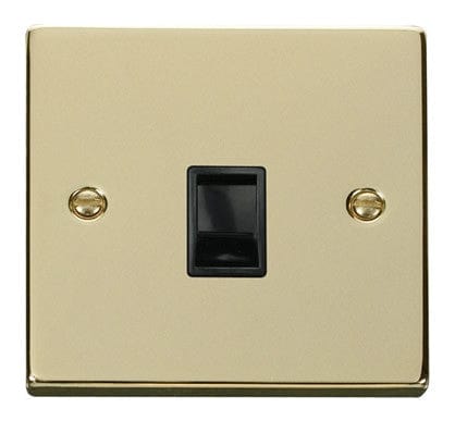 Polished Brass Rj11 Socket - Black Trim - SE Home