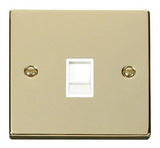 Polished Brass Rj11 Socket - White Trim - SE Home