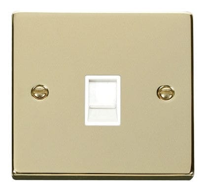 Polished Brass Rj11 Socket - White Trim - SE Home