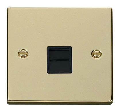 Polished Brass Master Telephone Single Socket - Black Trim - SE Home