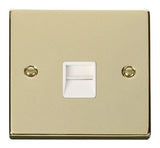 Polished Brass - White Inserts Polished Brass Master Telephone Single Socket - White Trim