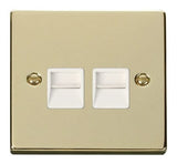 Polished Brass Master Telephone Twin Socket - White Trim - SE Home
