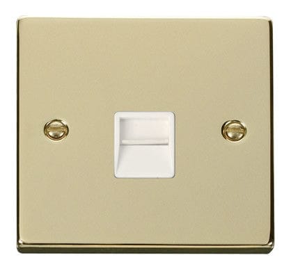 Polished Brass Secondary Telephone Single Socket - White Trim - SE Home