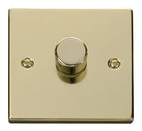 Polished Brass 1 Gang 2 Way LED 100W Trailing Edge Dimmer Light Switch - SE Home