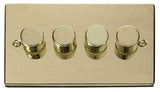 Polished Brass 4 Gang 2 Way LED 100W Trailing Edge Dimmer Light Switch - SE Home