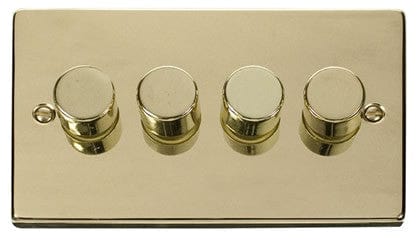 Polished Brass 4 Gang 2 Way LED 100W Trailing Edge Dimmer Light Switch - SE Home