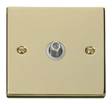 Polished Brass - White Inserts Polished Brass Satellite Socket 1 Gang - White Trim