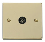Polished Brass Single Isolated Coaxial Socket - Black Trim - SE Home