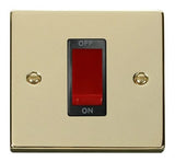 Polished Brass 1 Gang Size 45A Switch - Black Trim - SE Home