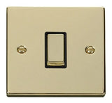 Polished Brass - Black Inserts Polished Brass 10A 1 Gang 2 Way Ingot Light Switch - Black Trim