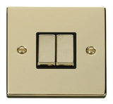 Polished Brass 10A 2 Gang 2 Way Ingot Light Switch - Black Trim - SE Home