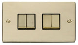 Polished Brass 10A 4 Gang 2 Way Ingot Light Switch - Black Trim - SE Home