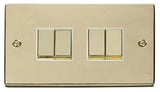 Polished Brass 10A 4 Gang 2 Way Ingot Light Switch - White Trim - SE Home