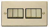 Polished Brass 10A 6 Gang 2 Way Ingot Light Switch - Black Trim - SE Home