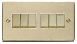 Polished Brass 10A 6 Gang 2 Way Ingot Light Switch - White Trim - SE Home