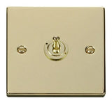 Polished Brass - Black Inserts Polished Brass 1 Gang 2 Way 10AX Toggle Light Switch