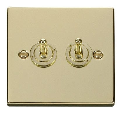 Polished Brass 2 Gang 2 Way 10AX Toggle Light Switch - SE Home