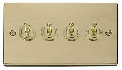 Polished Brass 4 Gang 2 Way 10AX Toggle Light Switch - SE Home