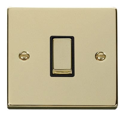 Polished Brass 10A 1 Gang Intermediate Ingot Light Switch - Black Trim - SE Home