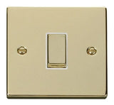 Polished Brass - White Inserts Polished Brass 10A 1 Gang Intermediate Ingot Light Switch - White Trim