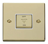 Polished Brass - White Inserts Polished Brass 10A 1 Gang Ingot 3 Pole Fan Isolation Switch - White Trim