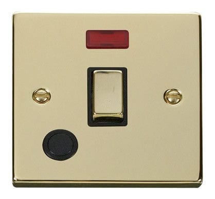 Polished Brass 1 Gang 20A Ingot DP Switch With Flex With Neon - Black Trim - SE Home