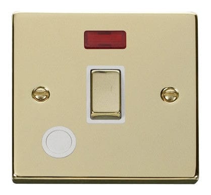 Polished Brass 1 Gang 20A Ingot DP Switch With Flex With Neon - White Trim - SE Home