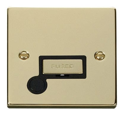 Polished Brass 13A Fused Ingot Connection Unit With Flex - Black Trim - SE Home