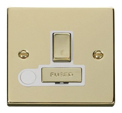Polished Brass 13A Fused Ingot Connection Unit Switched With Flex - White Trim - SE Home