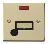 Polished Brass 13A Fused Ingot Connection Unit With Neon With Flex - Black Trim - SE Home