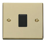 Polished Brass - Black Inserts Polished Brass 1 Gang 20A DP Switch - Black Trim