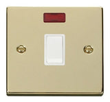 Polished Brass 1 Gang 20A DP Switch With Neon - White Trim - SE Home