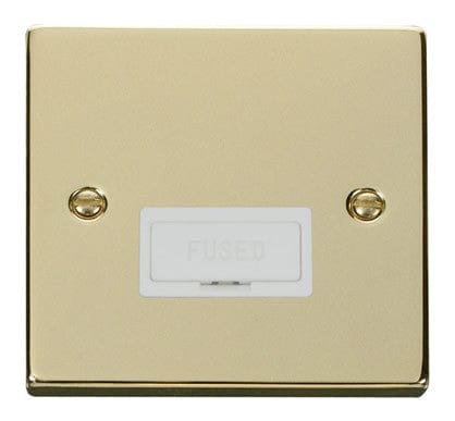 Polished Brass - White Inserts Polished Brass 13A Fused Connection Unit - White Trim