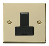 Polished Brass - Black Inserts Polished Brass 13A Fused Connection Unit Switched - Black Trim