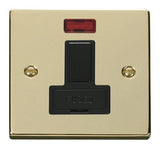 Polished Brass 13A Fused Connection Unit Switched With Neon - Black Trim - SE Home
