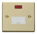 Polished Brass 13A Fused Connection Unit With Neon - White Trim - SE Home