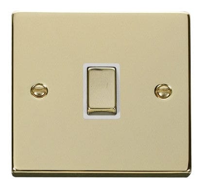 Polished Brass - White Inserts Polished Brass 1 Gang 20A Ingot DP Switch - White Trim