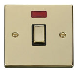 Polished Brass - Black Inserts Polished Brass 1 Gang 20A Ingot DP Switch With Neon - Black Trim