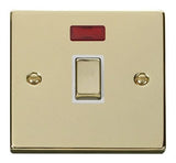 Polished Brass - White Inserts Polished Brass 1 Gang 20A Ingot DP Switch With Neon - White Trim