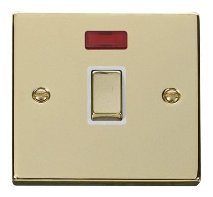 Polished Brass 1 Gang 20A Ingot DP Switch With Neon - White Trim - SE Home