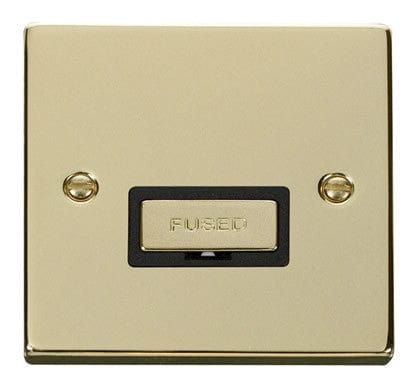 Polished Brass 13A Fused Ingot Connection Unit - Black Trim - SE Home