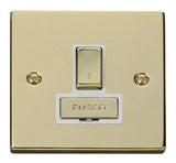 Polished Brass - White Inserts Polished Brass 13A Fused Ingot Connection Unit Switched - White Trim