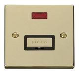 Polished Brass 13A Fused Ingot Connection Unit With Neon - Black Trim - SE Home