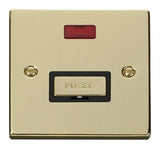 Polished Brass - Black Inserts Polished Brass 13A Fused Ingot Connection Unit With Neon - Black Trim