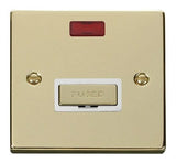 Polished Brass 13A Fused Ingot Connection Unit With Neon - White Trim - SE Home